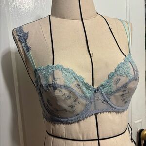 Periwinkle and Seafoam blue lace underwire bra